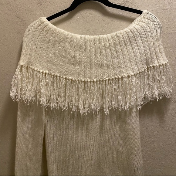 House of Harlow 1960 X Revolve Ivory Fringe Trim Jazzie Sweater Size XS - Picture 4 of 11